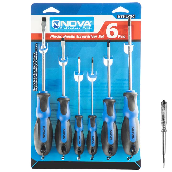 Nova ست پیچ گوشتی 6 عددی دسته پلاستیکی نووا مدل NTS1650